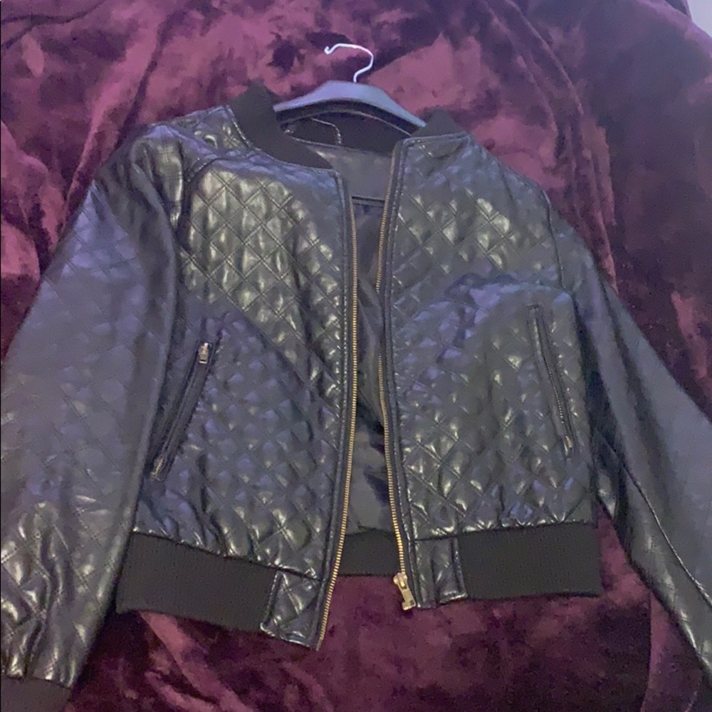 Leather quilted jacket